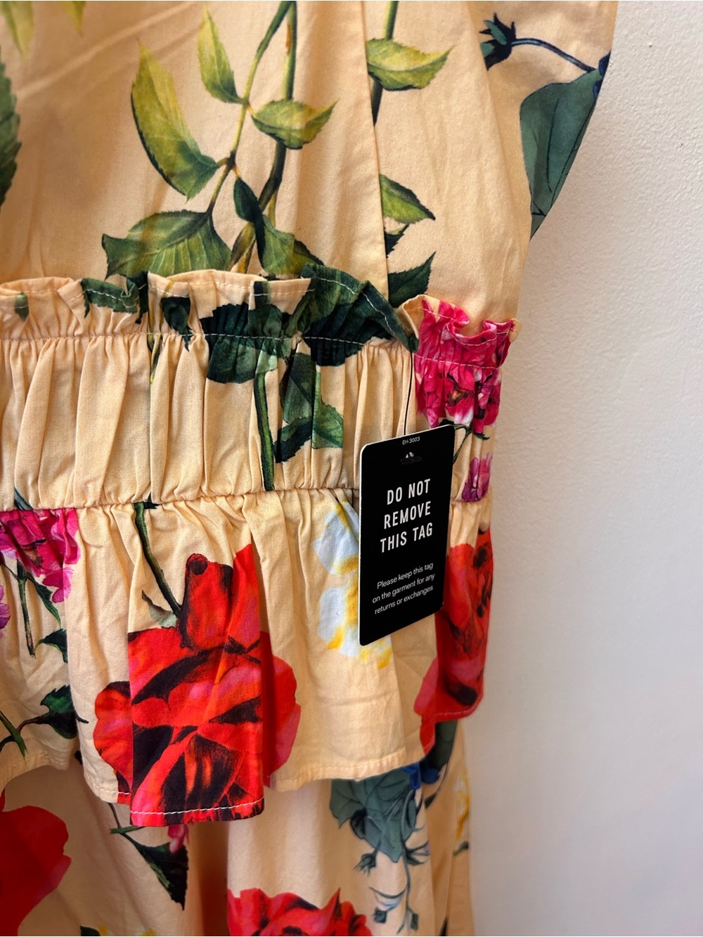 Express Yellow floral peplum ruffle sleeveless sundress size XL - Picture 3 of 8